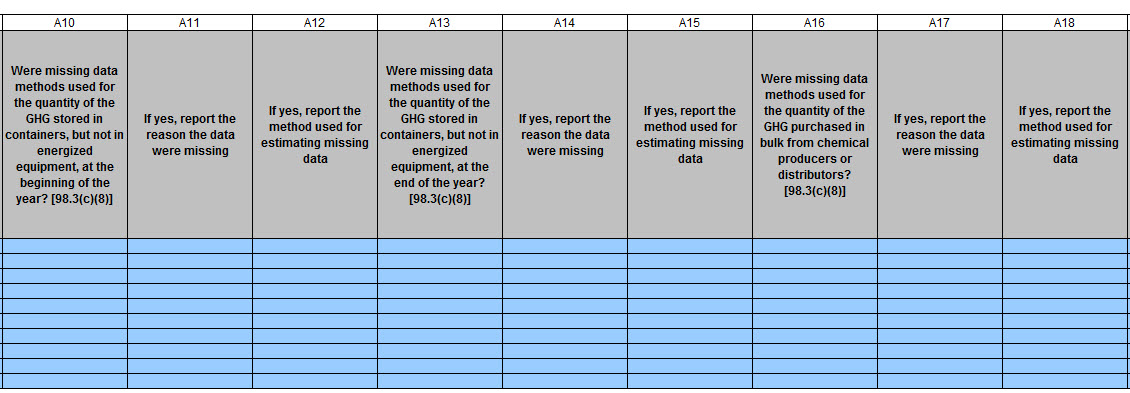Subpart DD: Emission Information Table Columns 10-18